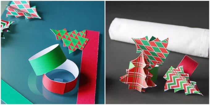 Miten sisustaa uudenvuoden taulukko: renkaat tehty paperista