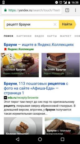 "Yandex": resepti hakuvaihtoehtoja