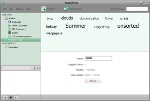 TaggedFrog: lajitella tiedostoja käyttämällä tag järjestelmä