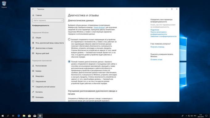 Windows 10 Redstone 4: diagnoositietojen